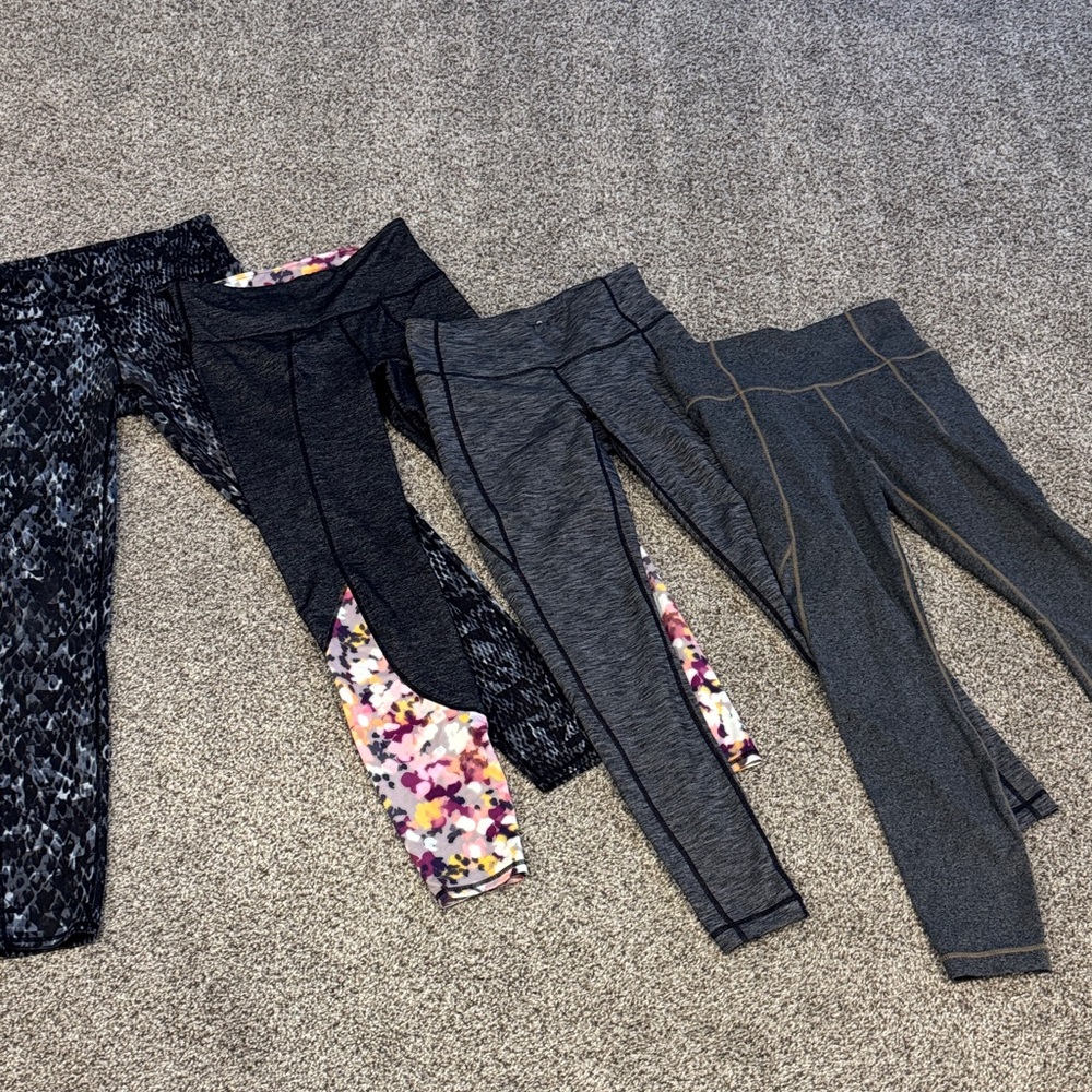 Athleta Women's Leggings Set - Black Pattern, Gray, and Floral